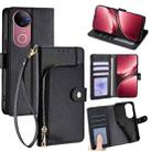 For vivo V50 5G Zipper Bag Leather Phone Case(Black) - 1
