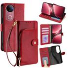 For vivo V50 5G Zipper Bag Leather Phone Case(Red) - 1