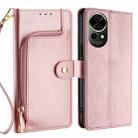 For Huawei nova 12 5G Zipper Bag Leather Phone Case(Rose Gold) - 1