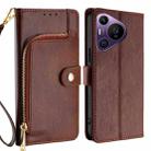 For Huawei Pura 70 Pro / 70 Pro+ 5G Zipper Bag Leather Phone Case(Brown) - 1