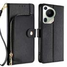 For Huawei Pura 70 Ultra 5G Zipper Bag Leather Phone Case(Black) - 1