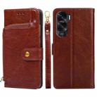 For Honor X50i 5G / 9 Lite Zipper Bag Leather Phone Case(Brown) - 1