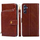 For Samsung Galaxy M54 5G Zipper Bag Leather Phone Case(Brown) - 1