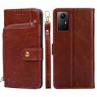 For Xiaomi Redmi Note 12S 4G Zipper Bag Leather Phone Case(Brown) - 1