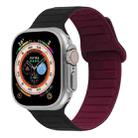 For Apple Watch Ultra 49mm Loop Magnetic Silicone Watch Band(Black Wine Red) - 1