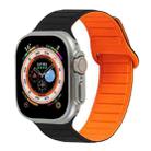 For Apple Watch 8 45mm  Loop Magnetic Silicone Watch Band(Black Orange) - 1