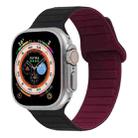 For Apple Watch 8 45mm  Loop Magnetic Silicone Watch Band(Black Wine Red) - 1