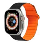 For Apple Watch 7 45mm Loop Magnetic Silicone Watch Band(Black Orange) - 1