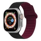 For Apple Watch 7 45mm Loop Magnetic Silicone Watch Band(Black Wine Red) - 1