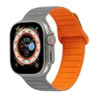 For Apple Watch 7 45mm Loop Magnetic Silicone Watch Band(Grey Orange) - 1