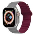 For Apple Watch SE 44mm Loop Magnetic Silicone Watch Band(Grey Wine Red) - 1