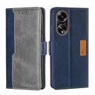 For OPPO A1 5G Contrast Color Side Buckle Leather Phone Case(Blue + Grey) - 1