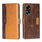 For OPPO A1 5G Contrast Color Side Buckle Leather Phone Case(Dark Brown + Gold) - 1