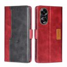For OPPO A1 5G Contrast Color Side Buckle Leather Phone Case(Red + Black) - 1