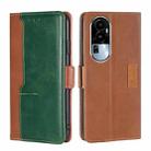 For OPPO Reno10 5G Contrast Color Side Buckle Leather Phone Case(深棕+金色) - 1