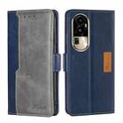 For OPPO Reno10 Pro 5G Contrast Color Side Buckle Leather Phone Case(Blue + Grey) - 1