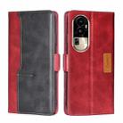 For OPPO Reno10 Pro 5G Contrast Color Side Buckle Leather Phone Case(Red + Black) - 1