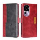 For OPPO Reno10 Pro+ 5G Contrast Color Side Buckle Leather Phone Case(Red + Black) - 1