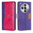 For OPPO Find X7 Ultra 5G Contrast Color Side Buckle Leather Phone Case(Purple + Rose Red) - 1