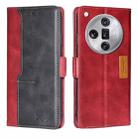 For OPPO Find X7 Ultra 5G Contrast Color Side Buckle Leather Phone Case(Red + Black) - 1