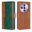 For OPPO Find X7 5G Contrast Color Side Buckle Leather Phone Case(Light Brown + Green) - 1