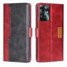For OPPO Reno11 F 5G Contrast Color Side Buckle Leather Phone Case(Red + Black) - 1