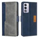 For OPPO A3 Pro 5G India Contrast Color Side Buckle Leather Phone Case(Blue + Grey) - 1