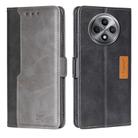 For OPPO Reno12 F 5G Contrast Color Side Buckle Leather Phone Case(Black + Grey) - 1