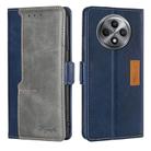 For OPPO Reno12 F 5G Contrast Color Side Buckle Leather Phone Case(Blue + Grey) - 1