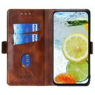 For OPPO Reno12 F 5G Contrast Color Side Buckle Leather Phone Case(Dark Brown + Gold) - 3
