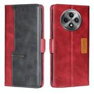 For OPPO Reno12 F 5G Contrast Color Side Buckle Leather Phone Case(Red + Black) - 1