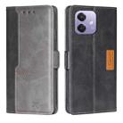 For OPPO A3 5G India Contrast Color Side Buckle Leather Phone Case(Black + Grey) - 1