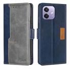 For OPPO A3 5G India Contrast Color Side Buckle Leather Phone Case(Blue + Grey) - 1