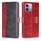 For OPPO A3 5G India Contrast Color Side Buckle Leather Phone Case(Red + Black) - 1