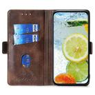 For OPPO A5 Pro 5G Global Contrast Color Side Buckle Leather Phone Case(Light Brown + Green) - 3