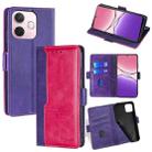 For OPPO A5 Pro 5G Global Contrast Color Side Buckle Leather Phone Case(Purple + Rose Red) - 1
