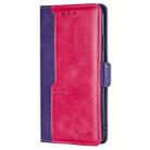 For OPPO A5 Pro 5G Global Contrast Color Side Buckle Leather Phone Case(Purple + Rose Red) - 2