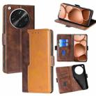 For OPPO Find X8 Ultra 5G Contrast Color Side Buckle Leather Phone Case(Dark Brown + Gold) - 1