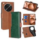 For OPPO Find X8 Ultra 5G Contrast Color Side Buckle Leather Phone Case(Light Brown + Green) - 1
