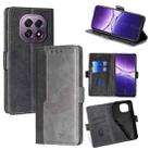 For OPPO A5 5G 2025 Global Contrast Color Side Buckle Leather Phone Case(Black + Grey) - 1