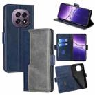 For OPPO A5 5G 2025 Global Contrast Color Side Buckle Leather Phone Case(Blue + Grey) - 1