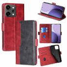 For OPPO Reno14 Pro 5G Contrast Color Side Buckle Leather Phone Case(Red + Black) - 1