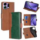 For OPPO K13 Turbo Pro 5G Contrast Color Side Buckle Leather Phone Case(Light Brown + Green) - 1