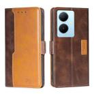 For vivo Y78 Plus 5G Contrast Color Side Buckle Leather Phone Case(Dark Brown + Gold) - 1