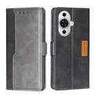 For Huawei nova 11 4G Contrast Color Side Buckle Leather Phone Case(Black + Grey) - 1