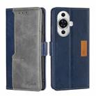 For Huawei nova 11 4G Contrast Color Side Buckle Leather Phone Case(Blue + Grey) - 1