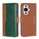 For Huawei nova 11 4G Contrast Color Side Buckle Leather Phone Case(Light Brown + Green) - 1