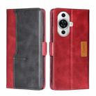 For Huawei nova 11 4G Contrast Color Side Buckle Leather Phone Case(Red + Black) - 1