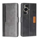 For Huawei nova 11 Pro 4G / 11 Ultra 4G Contrast Color Side Buckle Leather Phone Case(Black + Grey) - 1
