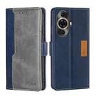 For Huawei nova 11 Pro 4G / 11 Ultra 4G Contrast Color Side Buckle Leather Phone Case(Blue + Grey) - 1